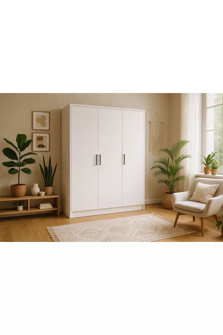 Armoire à chaussures à 3 portes  % MDF |  cm | Blanc – Garde-robe moderne multifonctionnelle