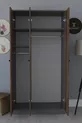 Armoire à vêtements Fuga 3 portes - Corps anthracite, portes en noyer