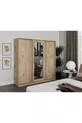 Armoire à vêtements avec miroir coulissant à 3 portes Samira - MDF chêne intégral