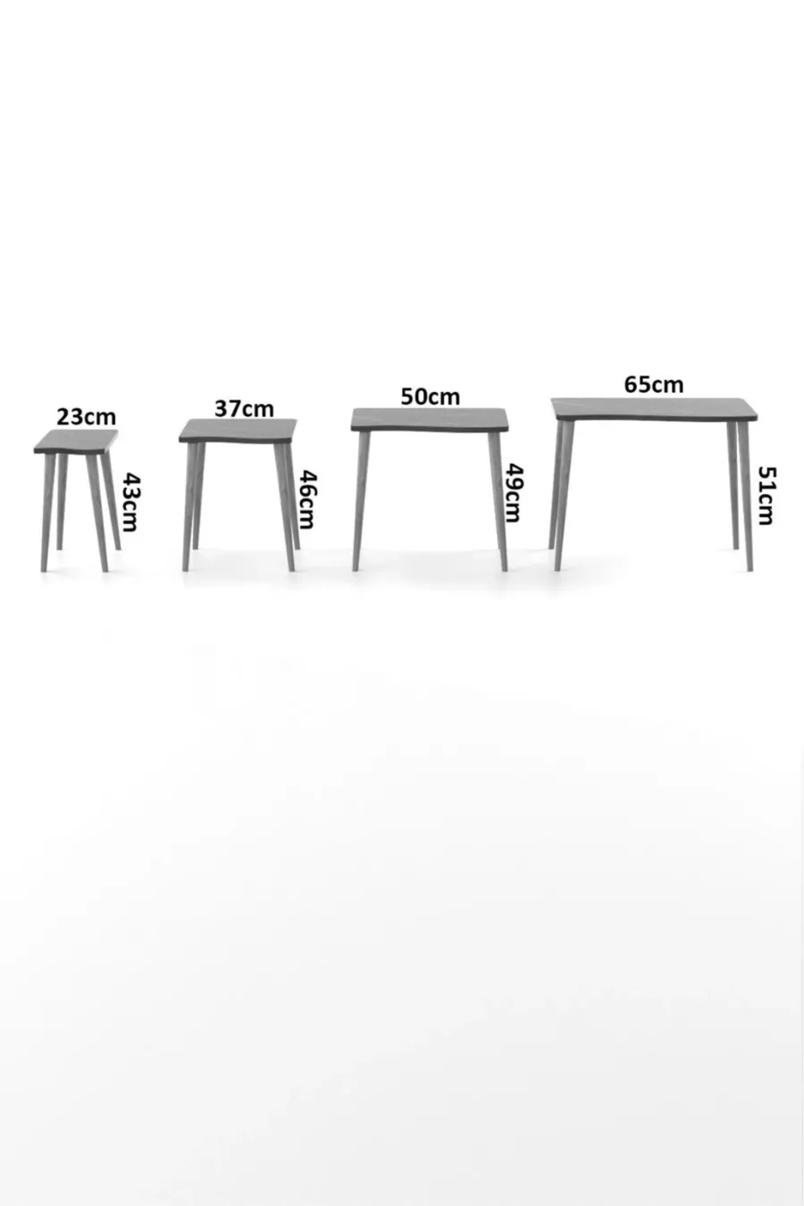 Table d'appoint en bois 4 pièces carrées blanche