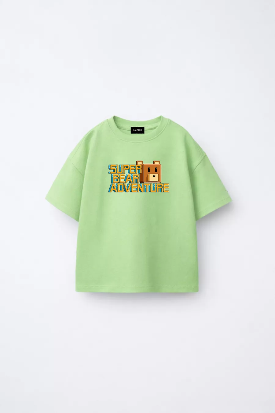 Super Bear Adventure T-shirt pour enfants unisexe à manches courtes, oversize, imprimé Super Bear,  % coton