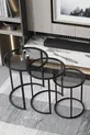 Table d'appoint en Z C Métal Noir - Verre Fumé Transparent
