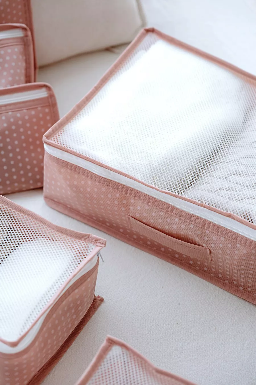 Ensemble de sac de maternité et sortie d'hôpital maman-bébé 6 pièces - Rose à pois