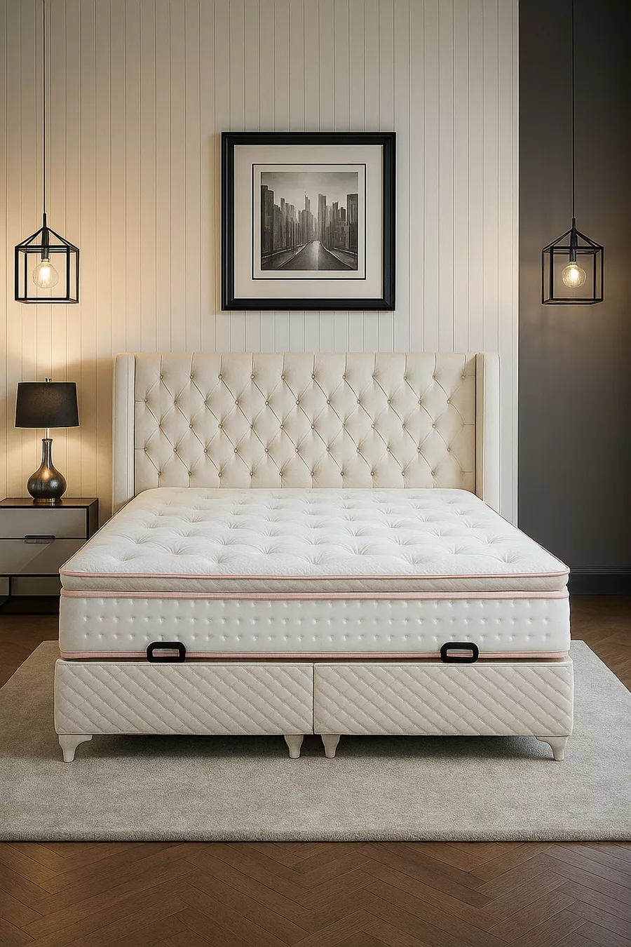 Matelas à ressorts ultra orthopédique avec rembourrage et soutien lombaire et dorsal en peluche, tissu en plumes de lapin ( cm)