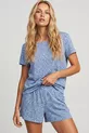 Ensemble de pyjama à col rond avec short en tricot motif léopard bleu