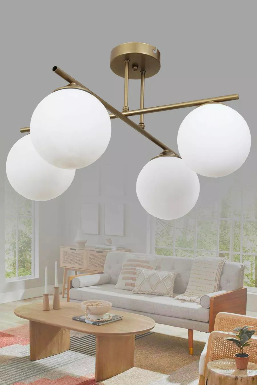 Jade Lustre 4 branches Vieilli Avec Verre Blanc Design Décoratif Chambre Cuisine Salon Lustre