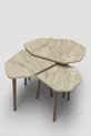 Table gigogne 3 pièces Trio Table d'appoint en bois Table basse Travertin
