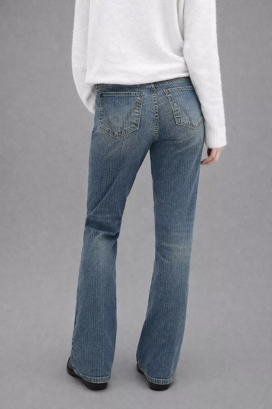 Jean flare taille basse à rayures bleues et fumées Morgan