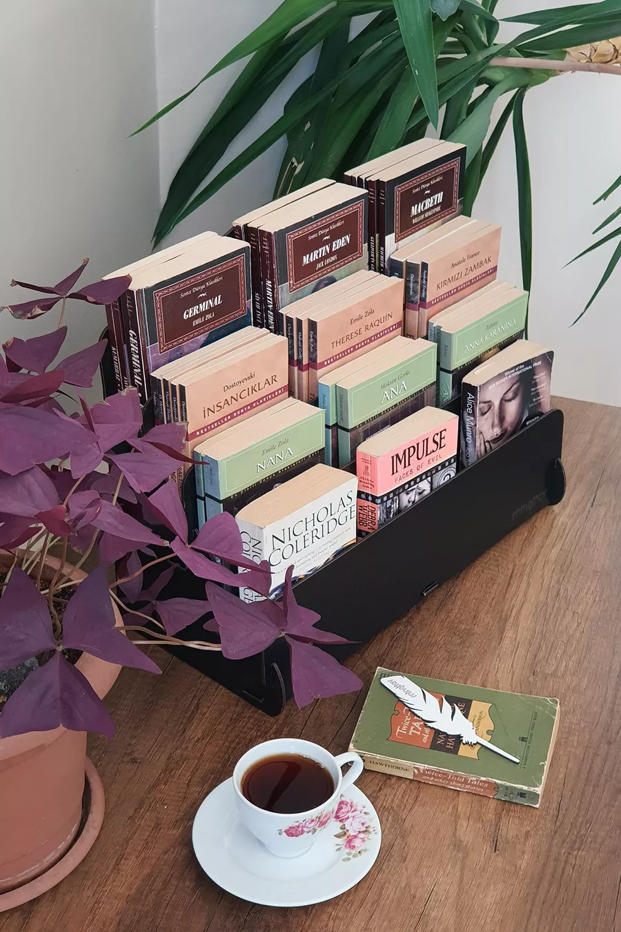 Mini Bibliothèque Montessori Lucky pour Enfants à 4 Étages en Bois, Bibliothèque pour Chambre d'Enfants, Mini Bibliothèque de Bureau