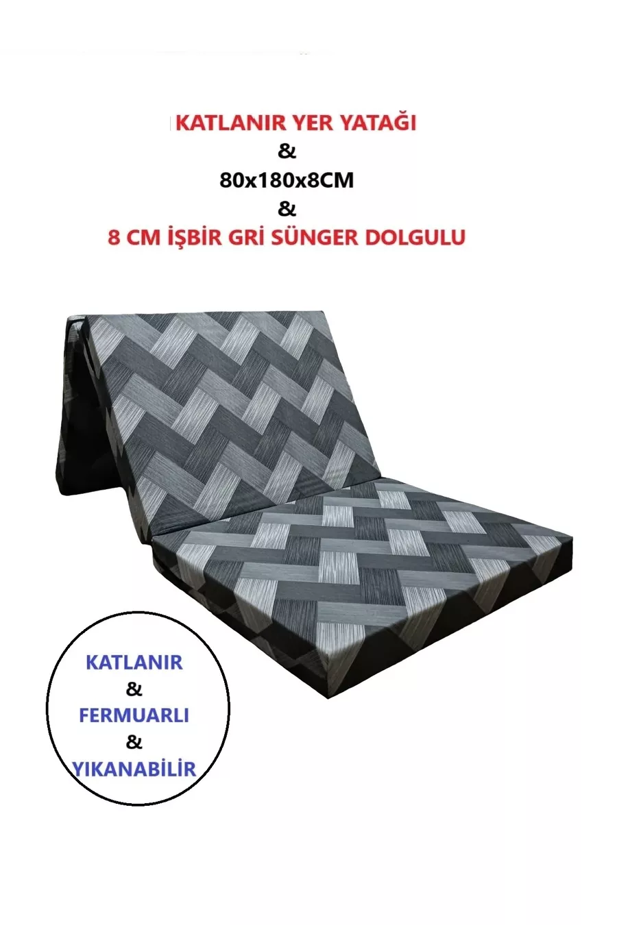 Lit pliant simple en mousse 8 cm Gris, matelas pliant épais en mousse GRIS