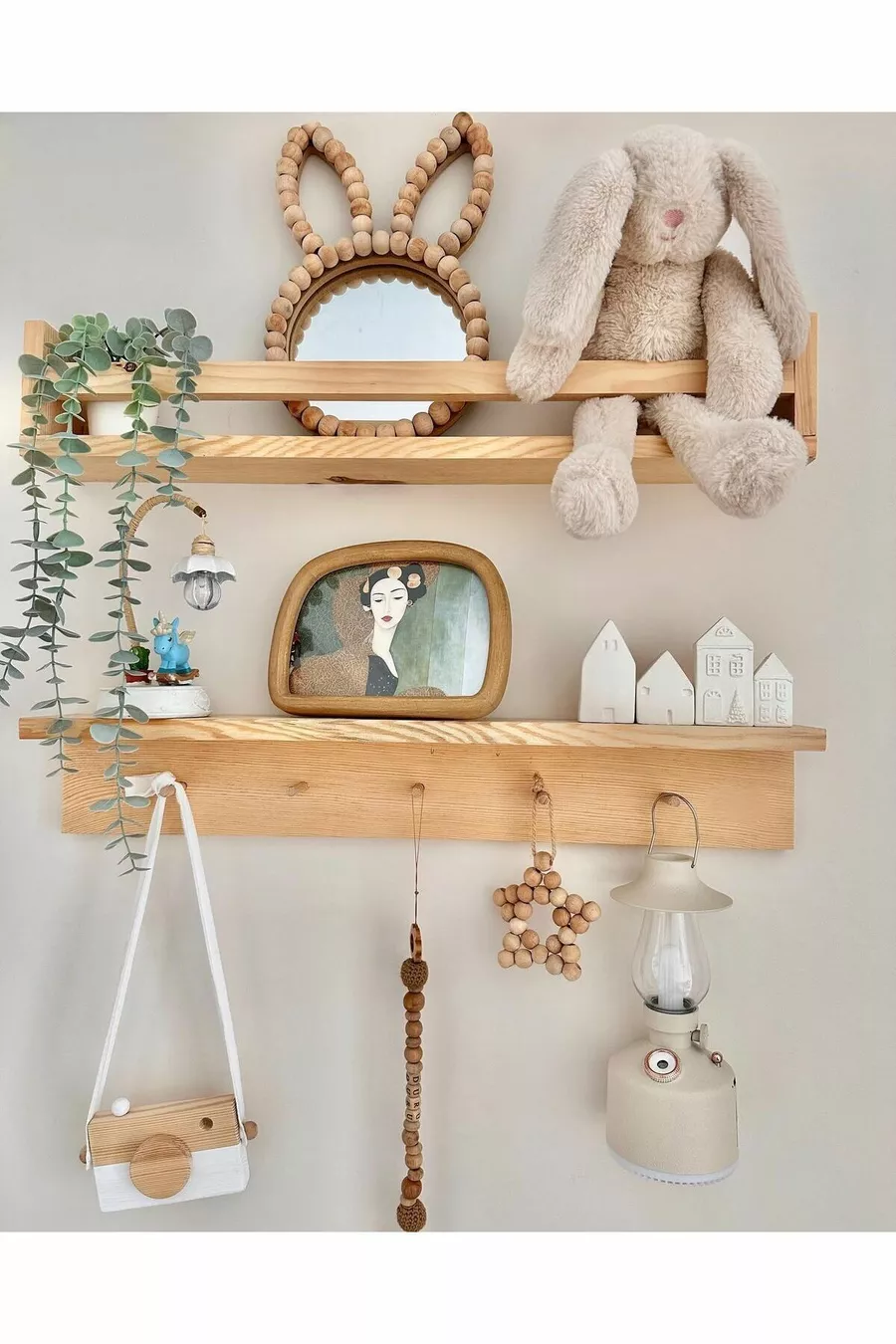 Kayınsan Étagère Murale en Bois Fait Main par 2 | Porte-manteau et Bibliothèque | Montessori cm