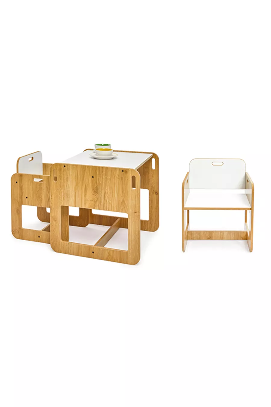 Table et chaises Montessori en bois pour activités et jeux pour enfants de 2 à 4 ans (1 table + 2 chaises)