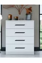 Gm Almina Commode Blanche à 4 Tiroirs avec Poignées Noires