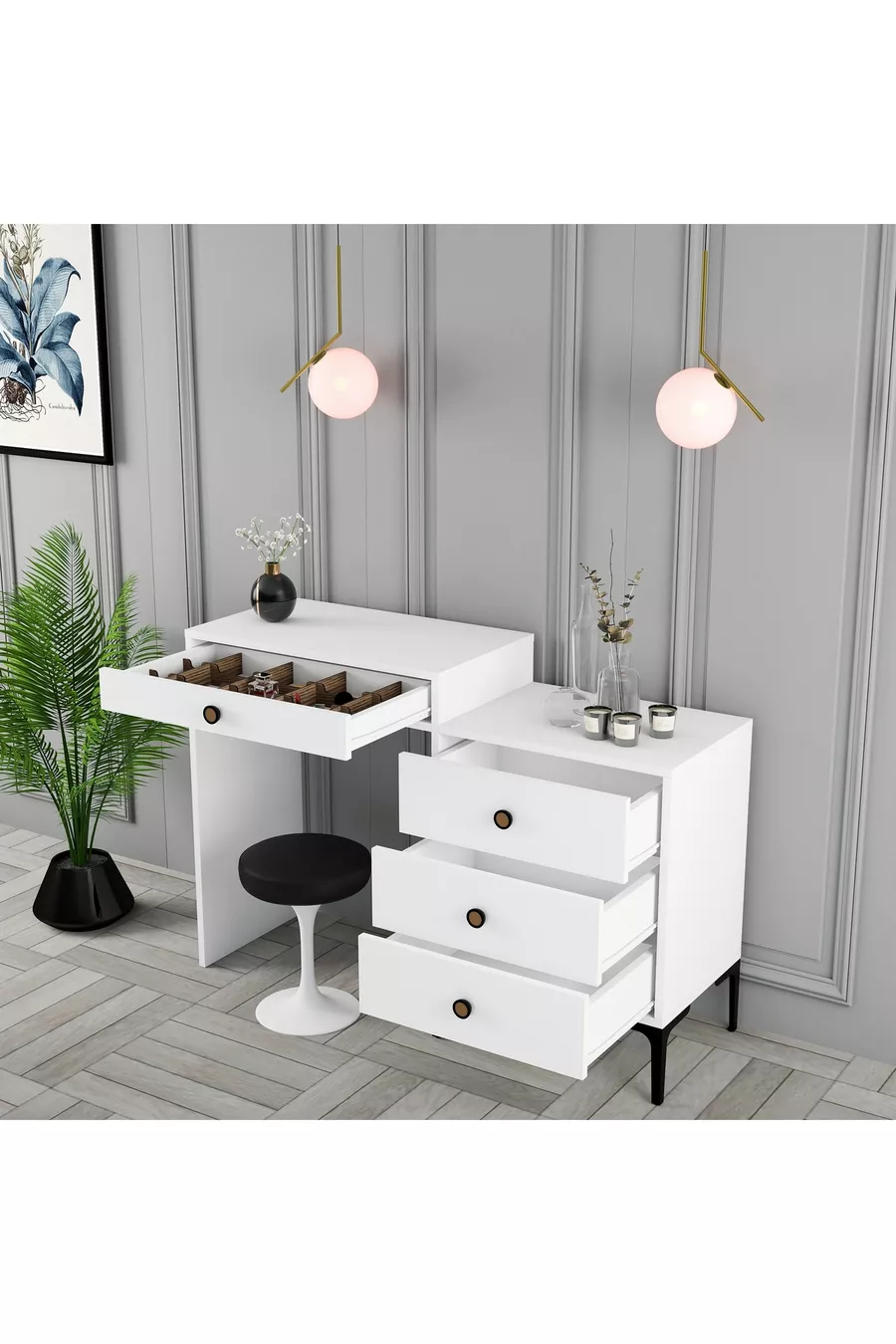 Commode de Maquillage Variant Lisbonne - Blanc