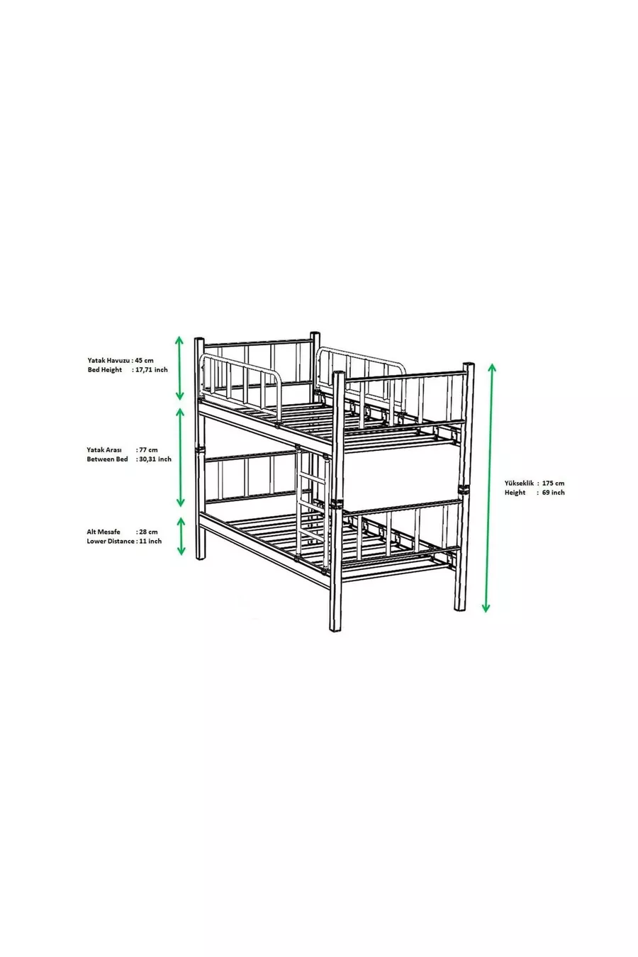 Lit superposé et lit simple en métal pour chambre d'enfant Yurt