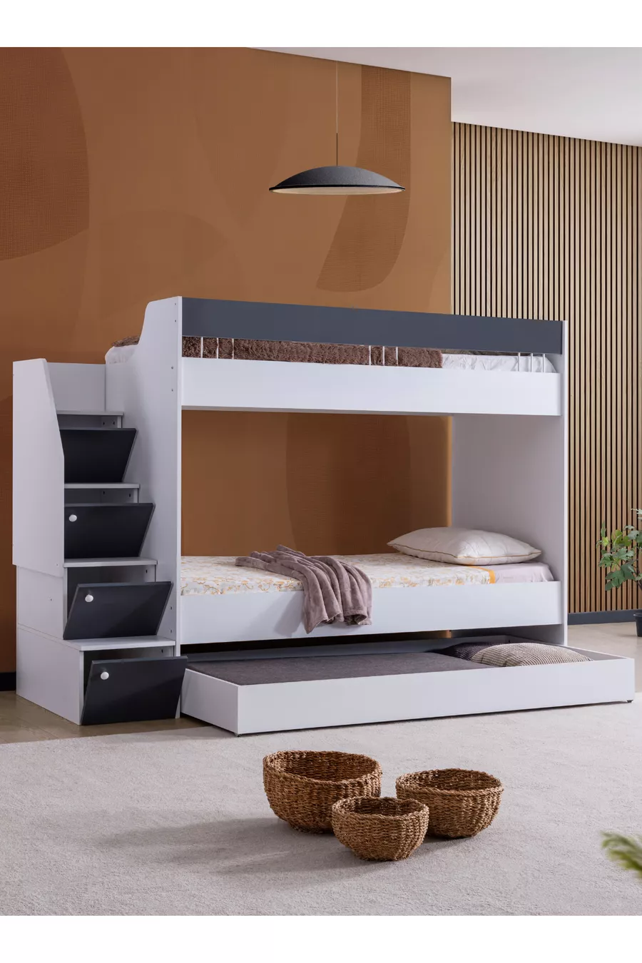 Lits superposés, Lit superposé Martin Yavrulu - Anthracite 2 matelas confort