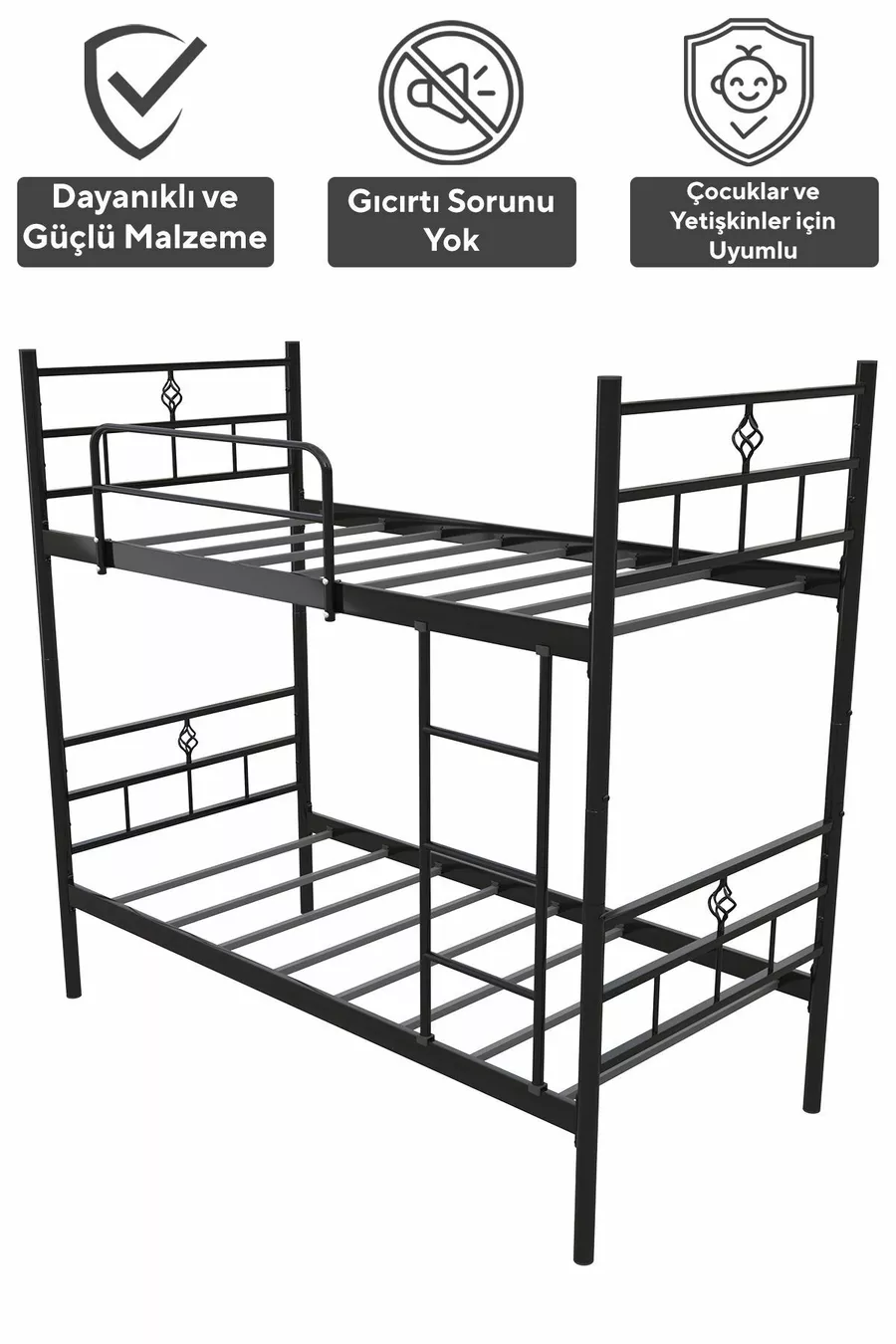 Koza Ranza Lits Superposés Métal Noir Compatibles avec Matelas, Amovible