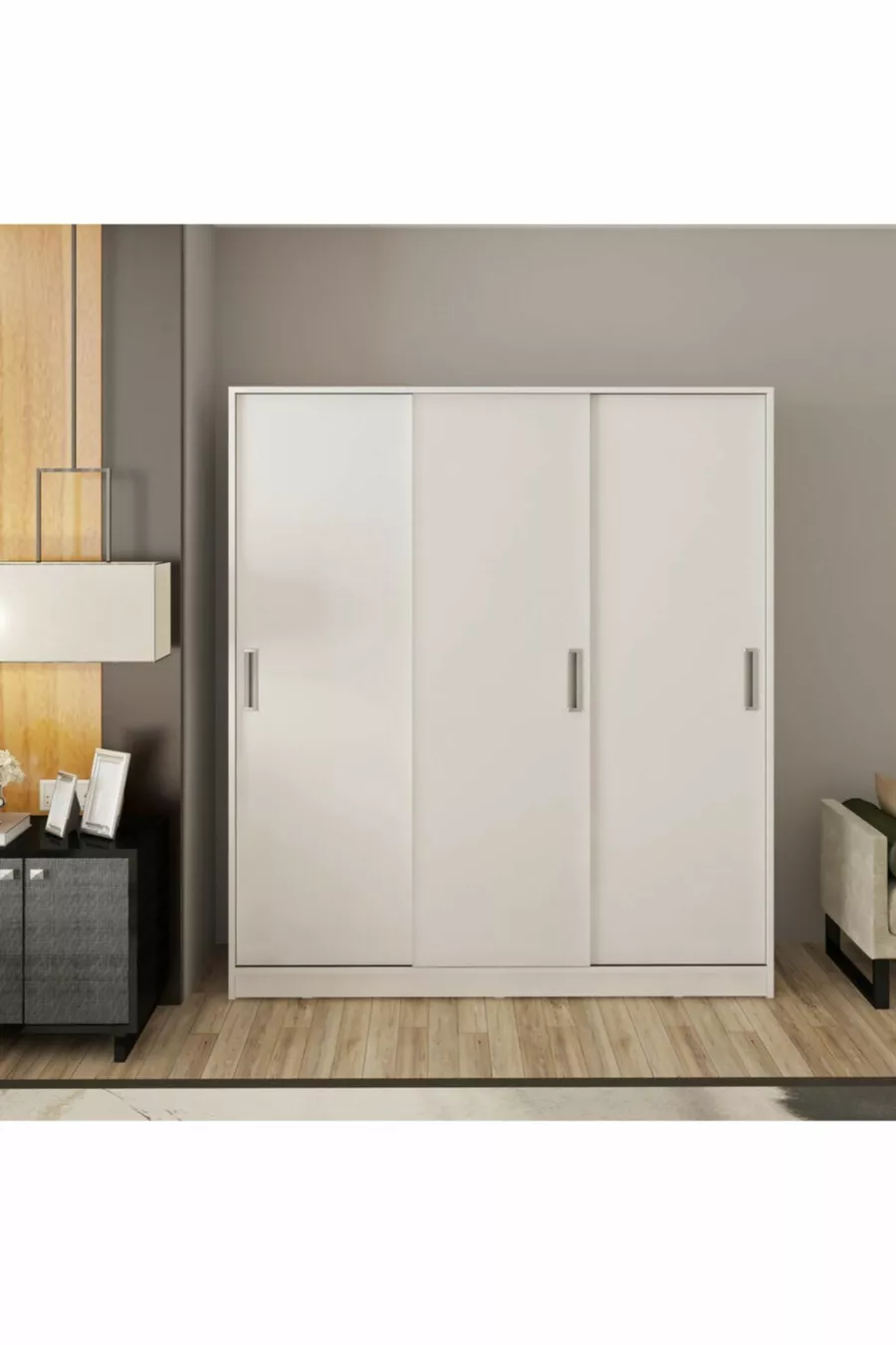 Armoire coulissante 3 portes Mdflam sans miroir