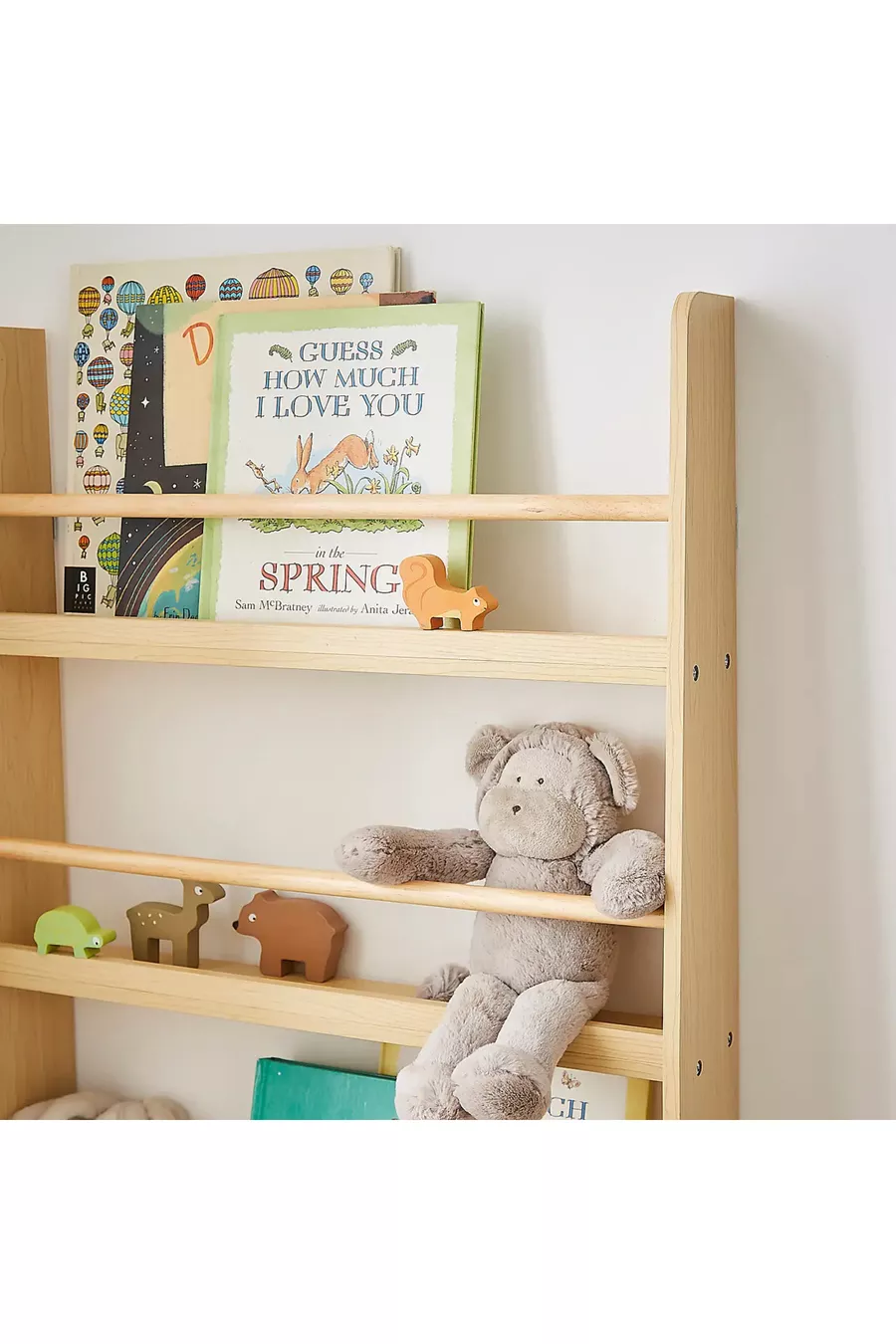 Étagère murale d'activités pour chambre d'enfant Montessori en pin naturel, bibliothèque Montessori pour maternelle