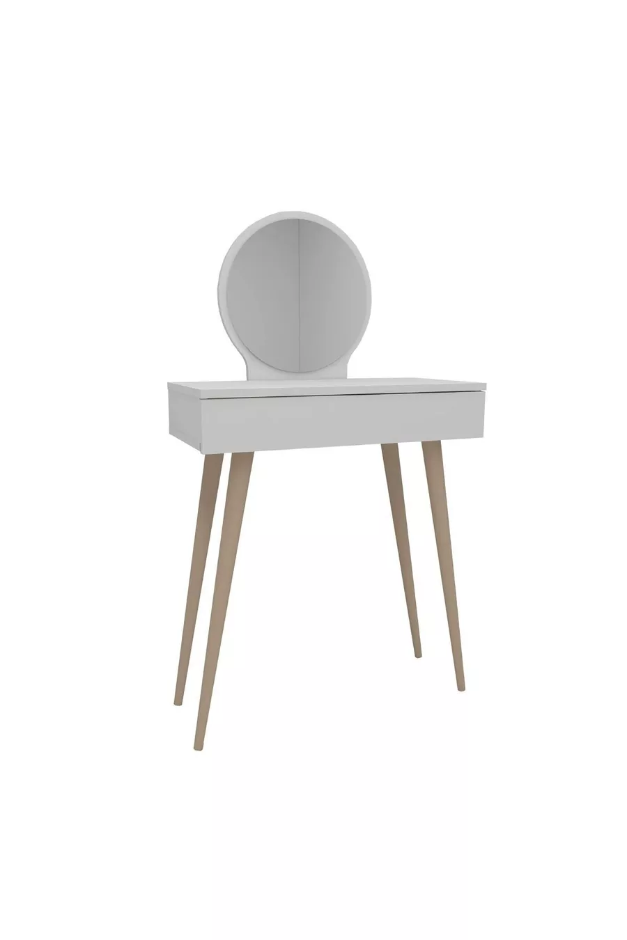 Table de maquillage avec miroir et tiroirs sur pieds en bois Siena, Blanc - Siena