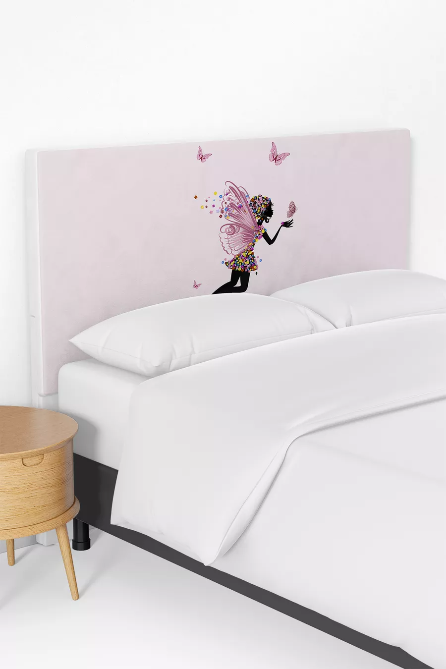 Housse de tête de lit pour lit coffre de chambre d'enfant fille avec ailes