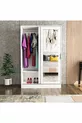 Armoire Berceste Blanche à 2 Portes Coulissantes avec Miroir et 8 Compartiments