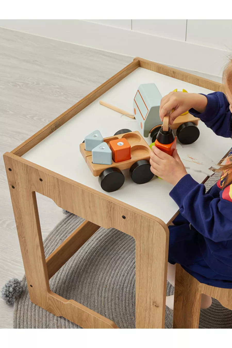 Set de table et chaise d'activités Montessori en bois pour enfants de 4 à 6 ans Martı (1 table + 1 chaise)