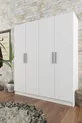 Armoire blanche  Milano à 4 portes avec  étagères et 2 penderies
