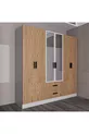 Valeria Armoire 6 Portes 2 Tiroirs Grande Armoire & Armoire à Miroir Pin Atlantique & Blanc