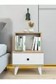 Table de chevet blanche brillante Marbella avec tiroirs et étagères pour chambre à coucher