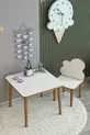 Ensemble Table et Chaise pour Enfant Nuage Blanc, Table d'Activité, Table de Travail, 1 Table, 1 Chaise