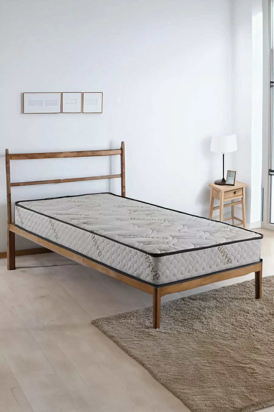 | Matelas à ressorts orthopédique en tissu de bambou pour une personne | x CM | Épaisseur de CM |