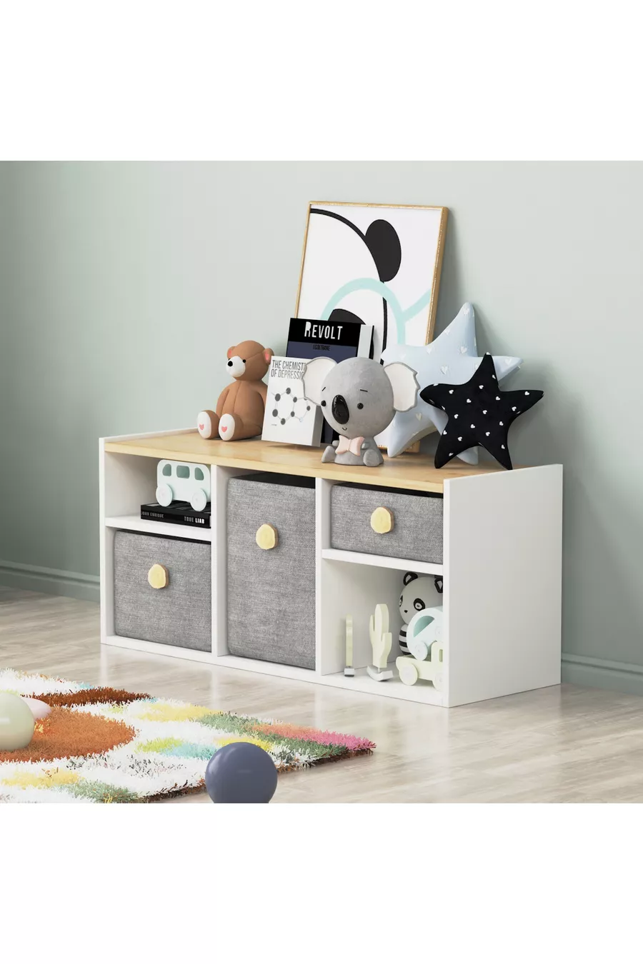 Armoire à jouets Bala Chêne blanc