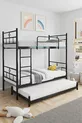 Lit superposé Koza avec tiroir, compatible pour 3 personnes, lit en métal noir