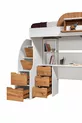 Lit superposé, lit superposé avec armoire et bureau, blanc-noix foncé, 1 matelas Comfort