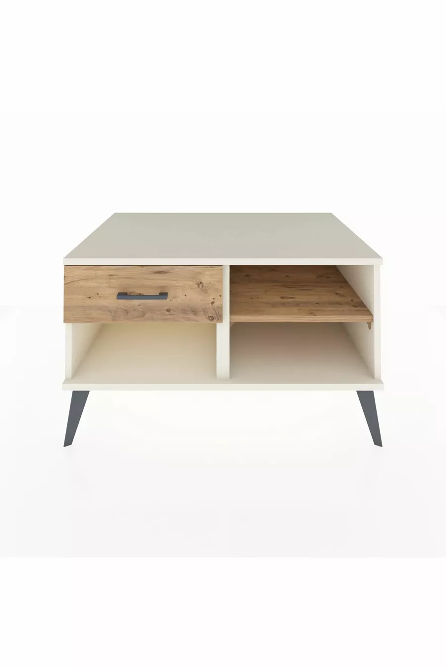 Commode Kronos à une étagère et un tiroir, Pierre de lune-Pin