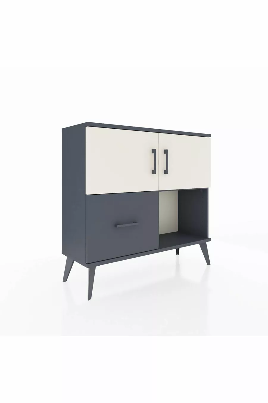 Commode Arges à 2 étagères, 1 tiroir, 2 portes, Anthracite-Pierre de lune/Anthracite