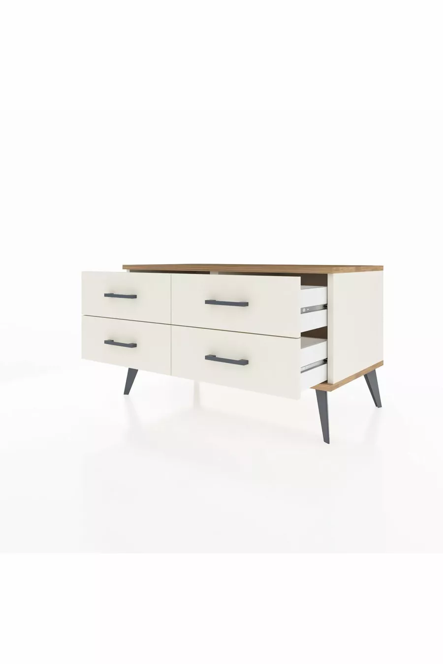 Commode Hyperion 4 étagères Pierre de lune-Pin/Pierre de lune