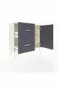 Commode Arges avec une seule étagère, 2 tiroirs et une porte, coloris Pierre de Lune-Anthracite