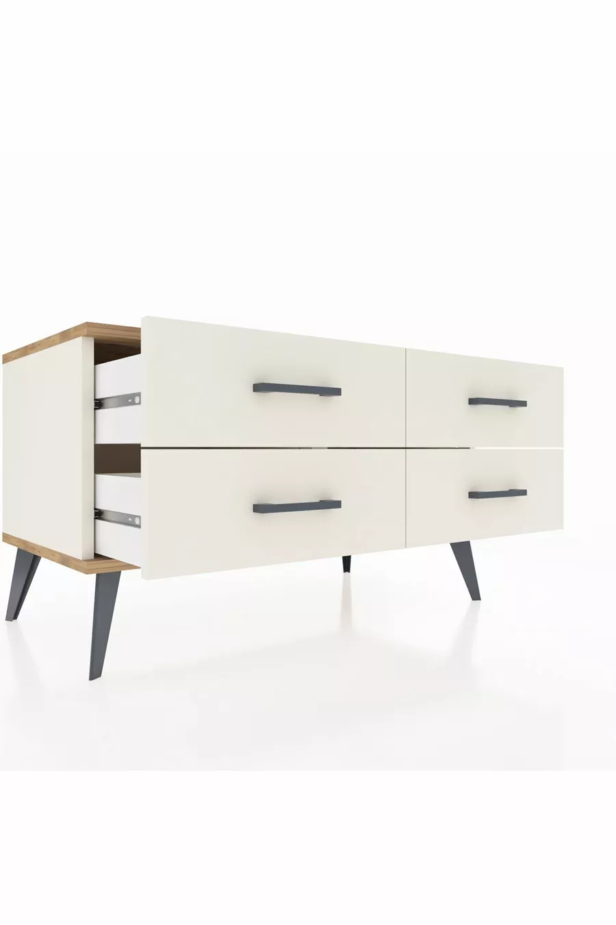 Commode Hyperion 4 étagères Pierre de lune-Pin/Pierre de lune