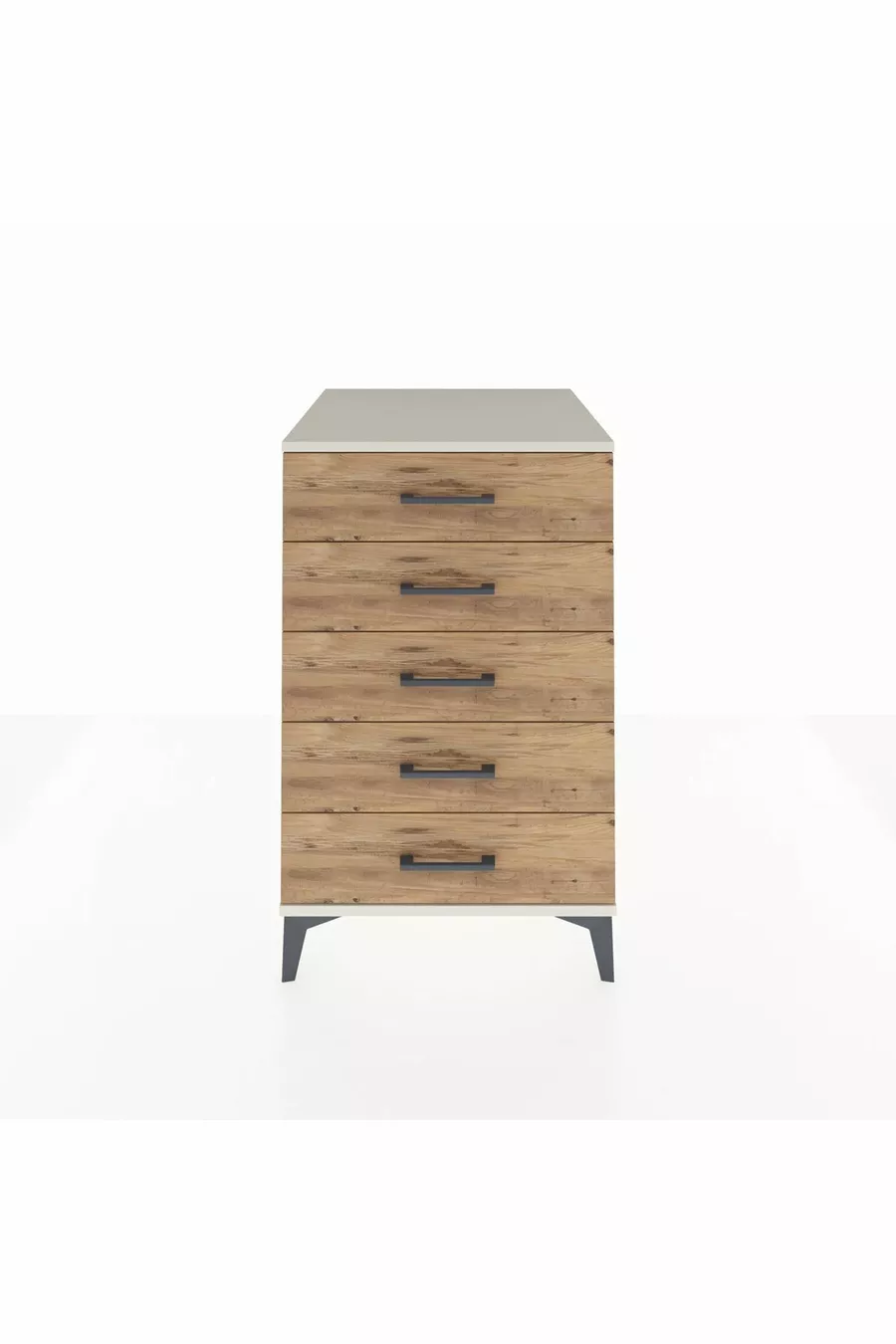 Table de chevet Kronos à 5 tiroirs Aigue-marine-Pin