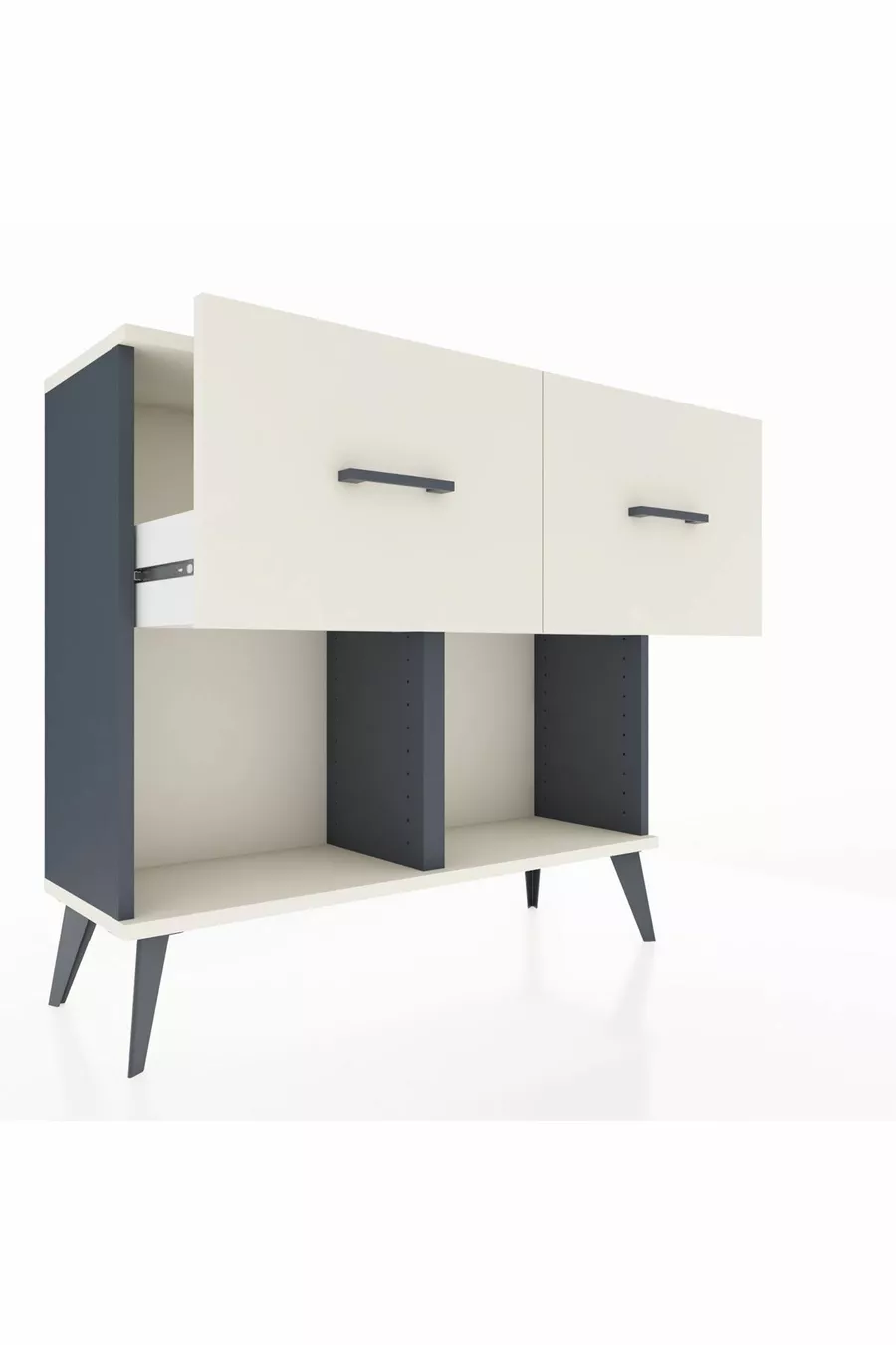 Commode Arges à 2 tiroirs Anthracite-Pierre de lune