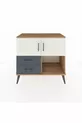Commode Hyperion 2 étagères 2 tiroirs 2 portes Pin-Marbre/Anthracite