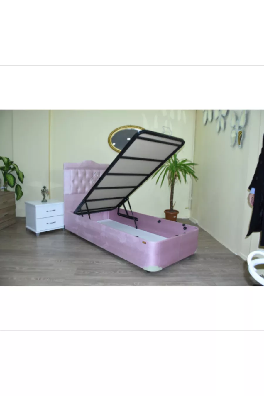 Tête de lit base Tissu rose à capitonnage plume poulain *