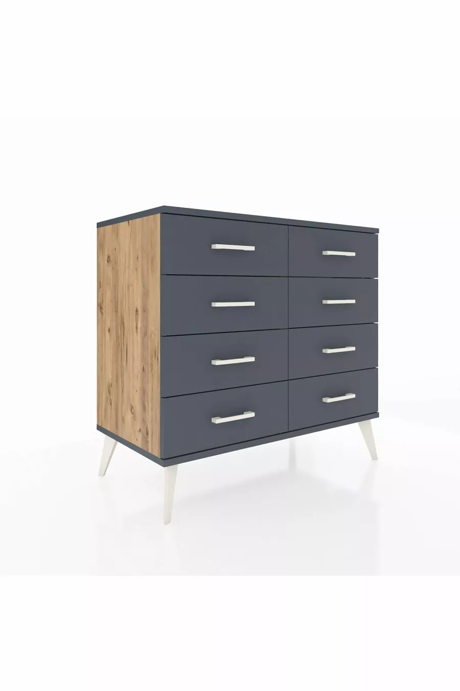 Commode Hyperion 8 tiroirs Pin-Anthracite
