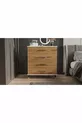 Commode à quatre tiroirs (BLANC BRILLANT + BOIS FONCÉ)