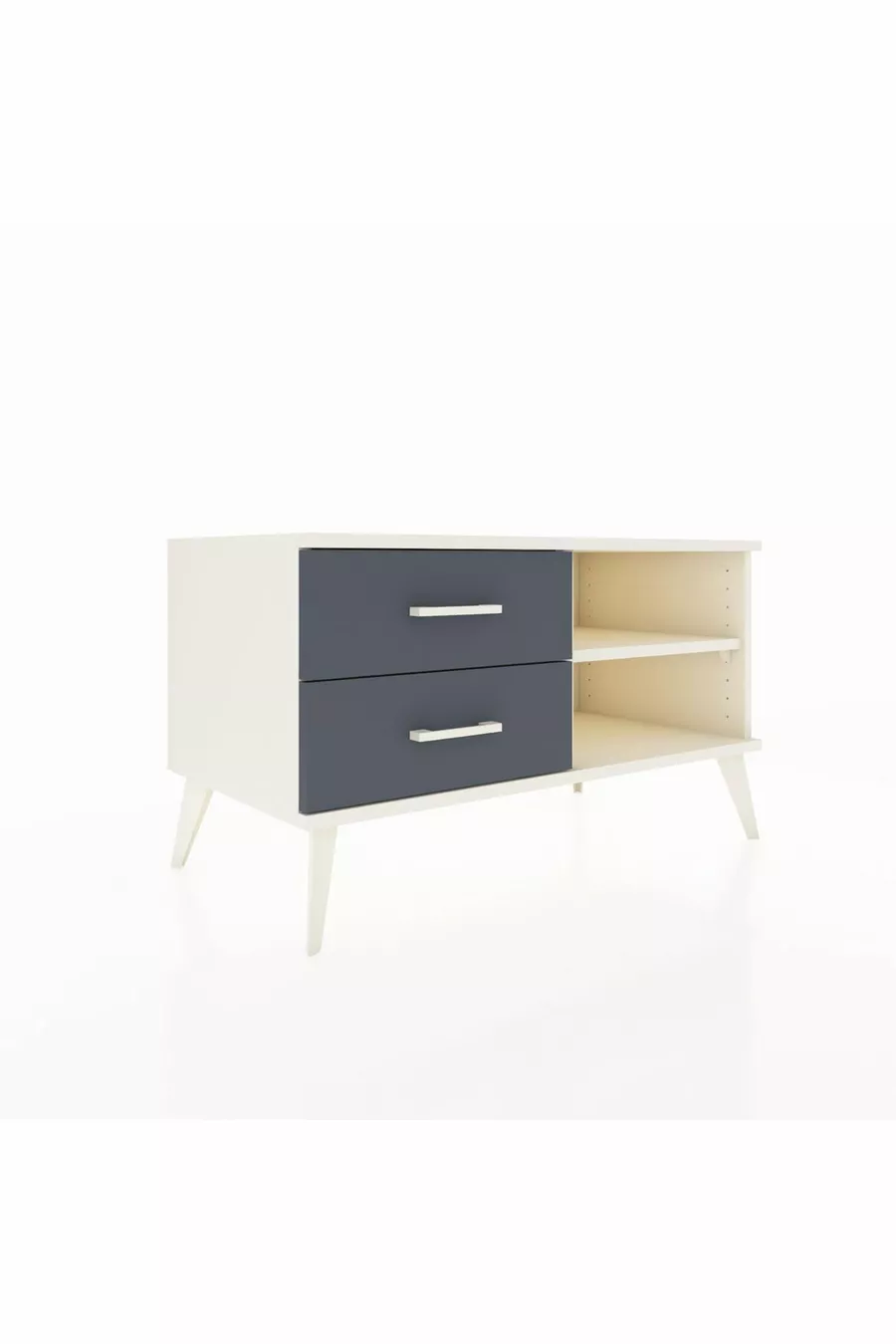 Commode Hyperion à une étagère et 2 tiroirs, Pierre de lune / Anthracite