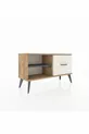 Commode Arges avec une étagère et un tiroir en pin-ardoise/gris clair
