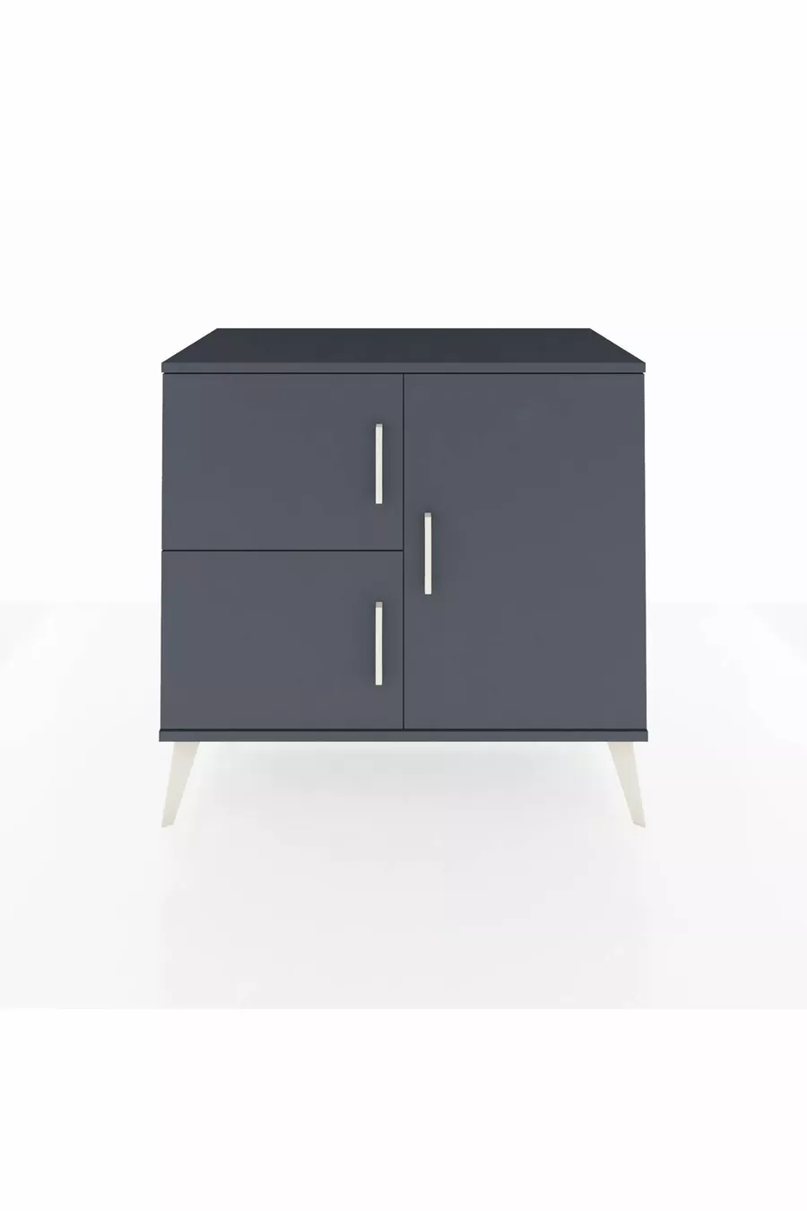 Commode Hyperion 2 étagères 3 portes Anthracite-Anthracite/Marbre