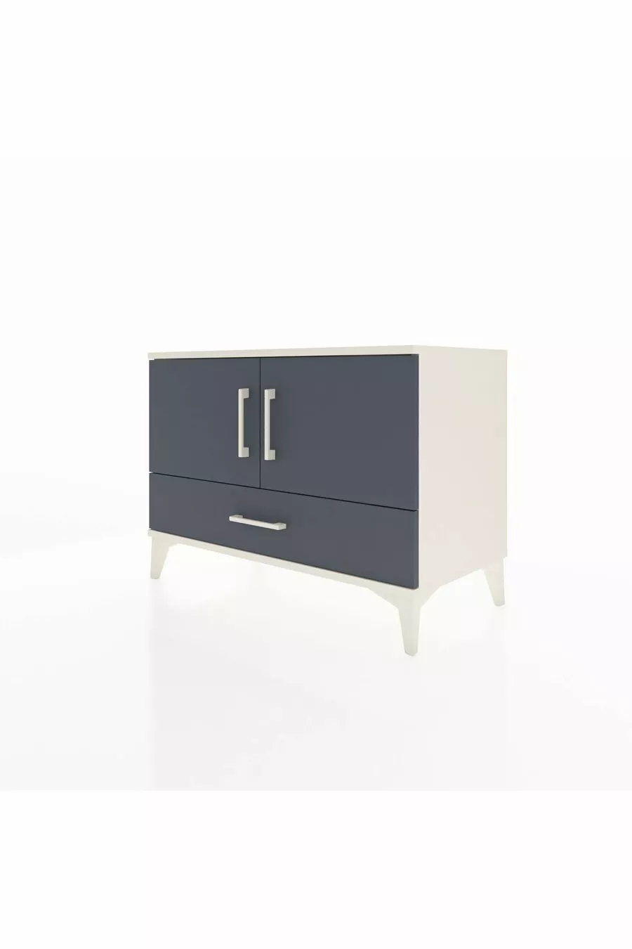 Commode Hyperion 2 étagères 1 tiroir 2 portes Pierre de lune-Anthracite